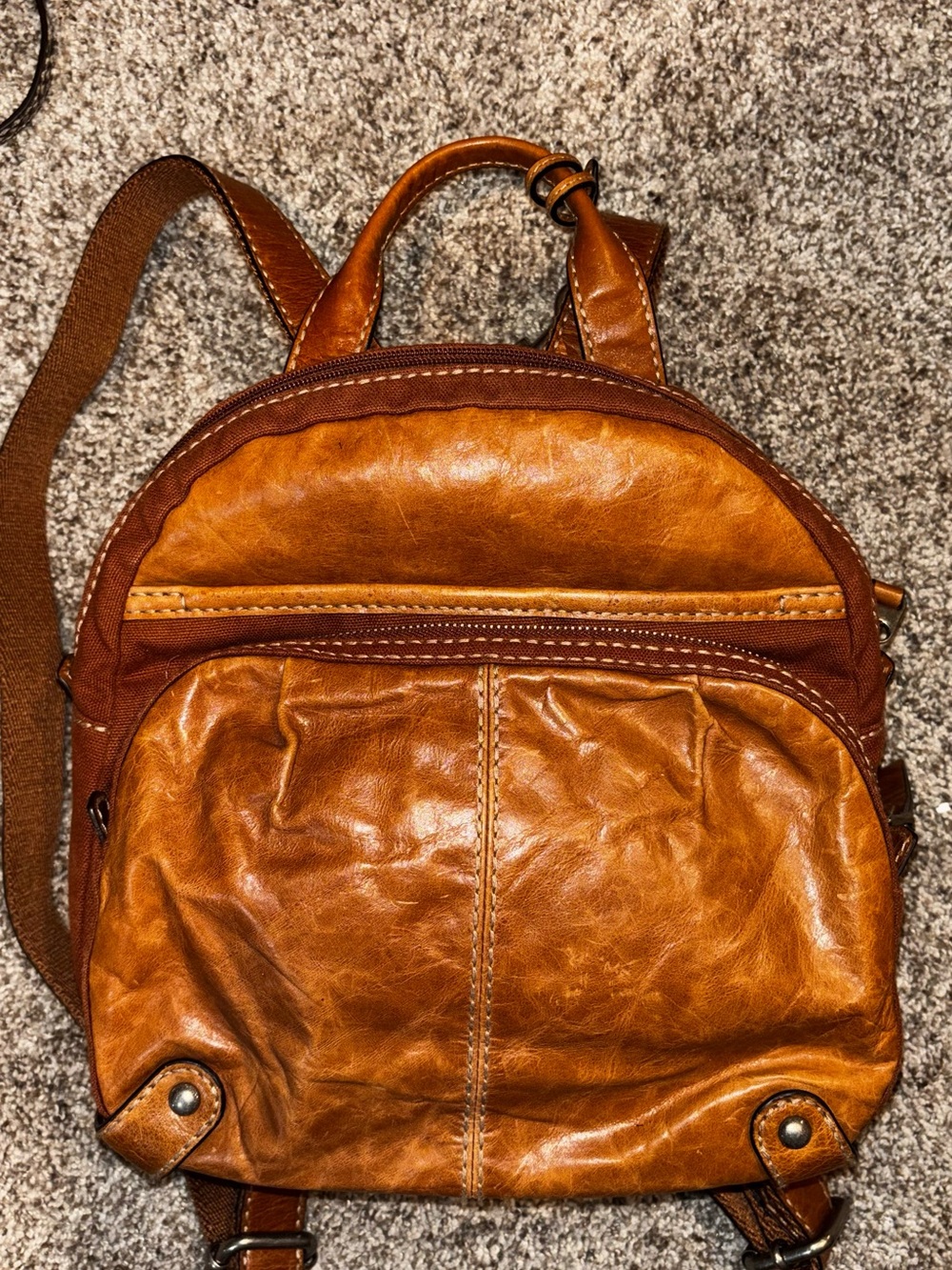 Vintage Fossil Mini Leather Backpack